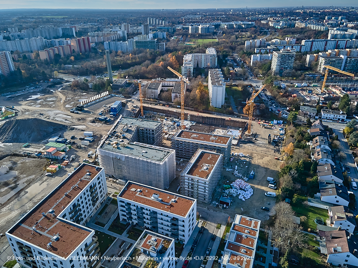 19.11.2021 - Luftbilder von der Baustelle Alexisquartier und Pandion Verde in Neuperlach